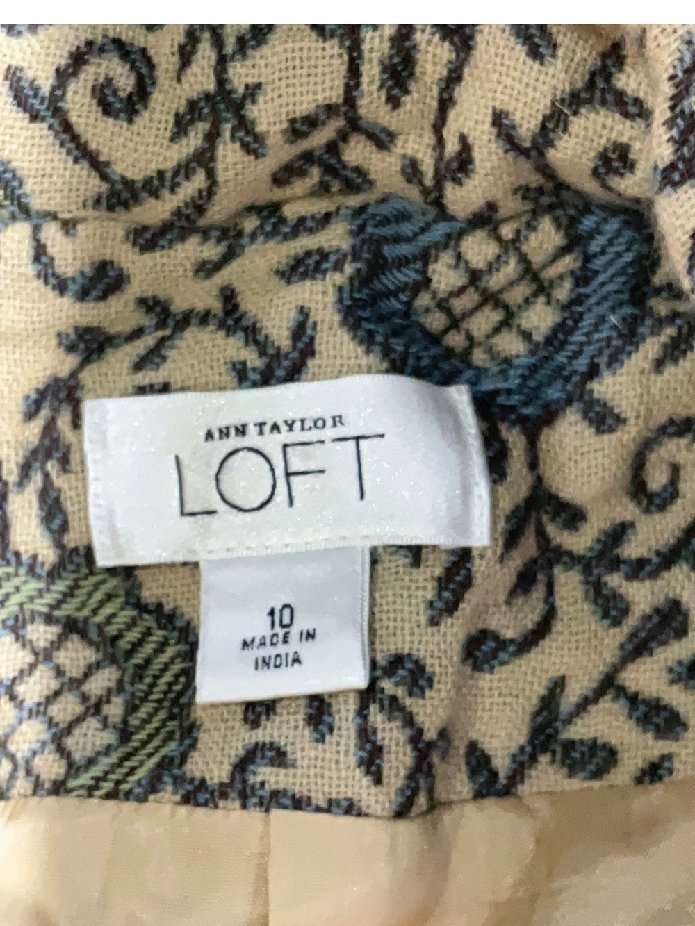 Ann Taylor Loft Ivory Blue Paisley Wool Collared Blazer - Picture 3 of 8